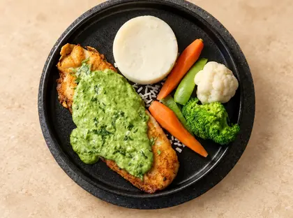 White Fish with Creamy Spinach